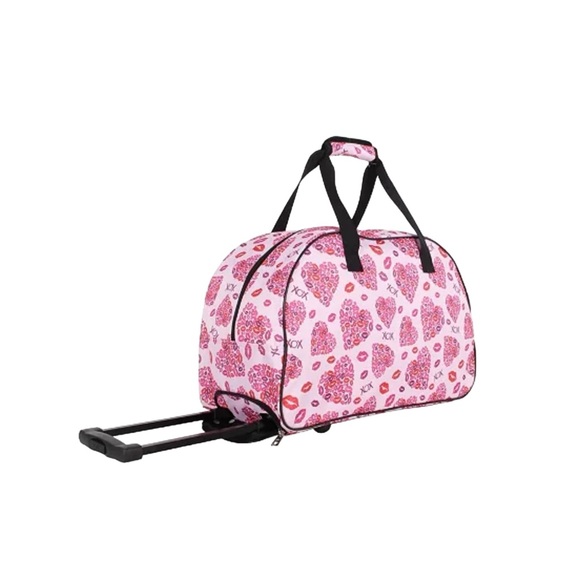 ❤️💗❤️ Betsy Johnson Hugs and Kisses Rolling Duffel Bag/Carry On/Weekender - Picture 2 of 7